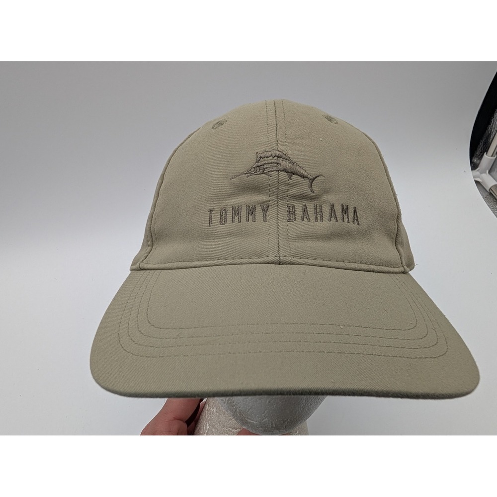 Tommy Bahama Mens Khaki Tan Embroidered Logo Baseball Cap Hat One Size